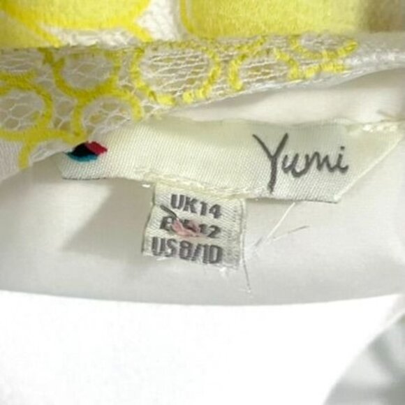 Modcloth Yumi Yellow Floral Lace Belted Sleeveless Summer Dress - Picture 10 of 11